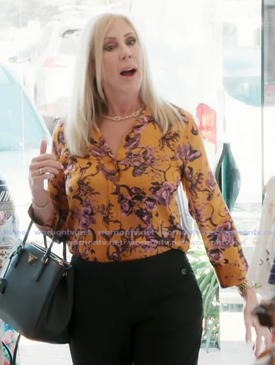 Vicki’s yellow floral top on The Real Housewives of Orange County Vicki’s yellow floral top on The Real Housewives of Orange County