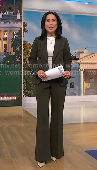 Vicky’s green blazer and pants on NBC News Daily Vicky’s green blazer and pants on NBC News Daily