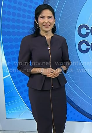 Vicky's purple peplum jacket and skirt on Today