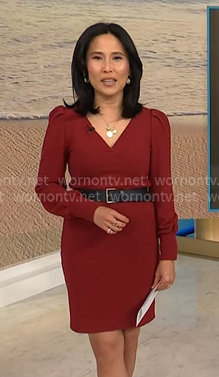 Vicky's red puff sleeve v-neck dress on Today