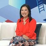 Vicky’s red ruffle blouse and print fringed skirt on Today Vicky’s red ruffle blouse and print fringed skirt on Today