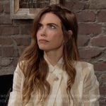 Victoria’s beige striped top on The Young and the Restless Victoria’s beige striped top on The Young and the Restless