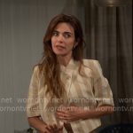 Victoria’s beige striped top on The Young and the Restless Victoria’s beige striped top on The Young and the Restless