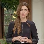 Victoria’s black zip-front dress with cutouts on The Young and the Restless Victoria’s black zip-front dress with cutouts on The Young and the Restless