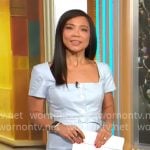 Weijia Jiang's light blue button front dress on CBS Mornings