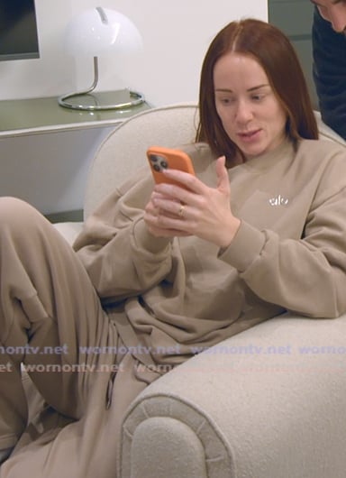 Whitney's beige sweat set on The Secret Lives of Mormon Wives