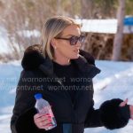 Whitney’s black fur trim ski jacket and fringed pants on The Real Housewives of Salt Lake City Whitney’s black fur trim ski jacket and fringed pants on The Real Housewives of Salt Lake City