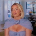 Whitney’s blue cutout confessional dress on The Real Housewives of Salt Lake City