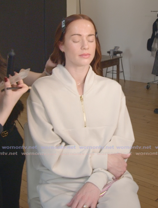 Whitney's half zip beige hoodie on The Secret Lives of Mormon Wives