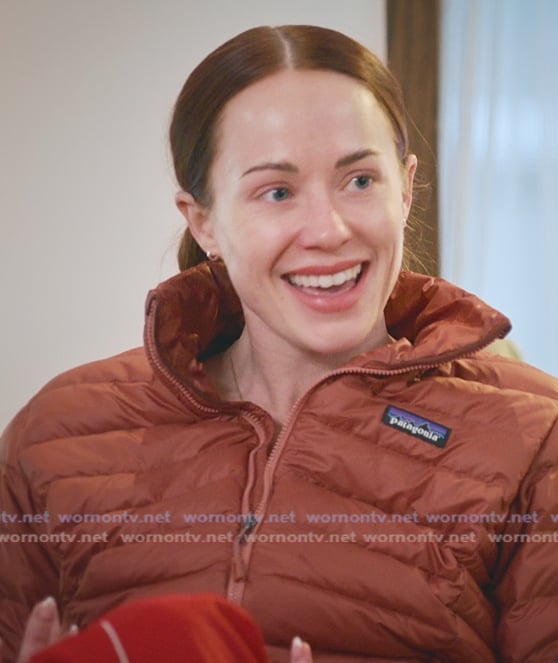 Whitney’s orange padded jacket on The Secret Lives of Mormon Wives Whitney’s orange padded jacket on The Secret Lives of Mormon Wives