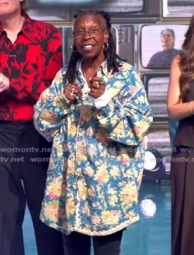 Whoopi’s blue floral print shirt on The View