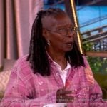 Whoopi’s pink distressed plaid top on The View