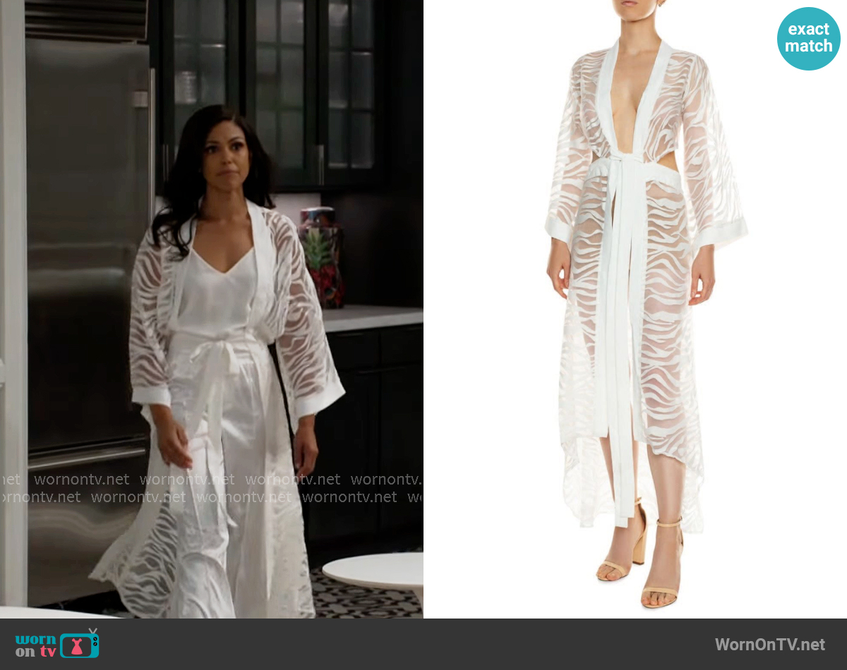 WornOnTV Dani s White Sheer Zebra Robe On Beyond The Gates Karla WornOnTV Dani s White Sheer Zebra Robe On Beyond The Gates Karla
