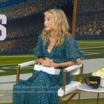 Wynn Everett’s teal metallic foil ruffle dress on Good Morning America