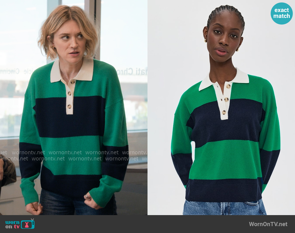 Xirena Braxton Sweater worn by Mare Pritti (Chelsea Frei) on The Paper Xirena Braxton Sweater worn by Mare Pritti (Chelsea Frei) on The Paper