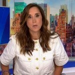 Yasmin Vossoughian’s white short sleeve jacket on NBC News Daily Yasmin Vossoughian’s white short sleeve jacket on NBC News Daily