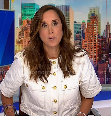 Yasmin Vossoughian’s white short sleeve jacket on NBC News Daily