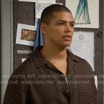 Zende’s brown dotted print shirt on The Bold and the Beautiful Zende’s brown dotted print shirt on The Bold and the Beautiful