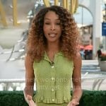 Zuri's green ribbed ruffle top and skirt on Access Hollywood