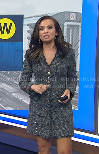 Adelle’s black v-neck tweed dress on Today