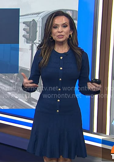 Adelle’s navy ruffle hem dress on Today Adelle’s navy ruffle hem dress on Today
