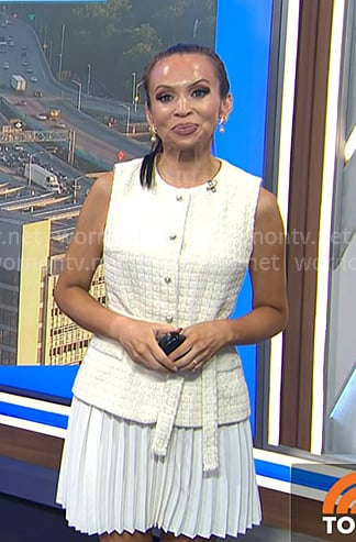 Adelle’s white tweed mixed media dress on Today