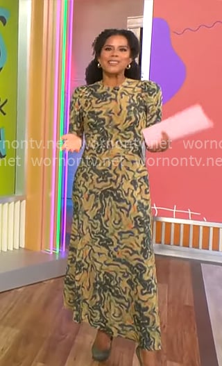 Adriana Diaz's abstract print maxi dress on CBS Mornings