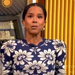 Adriana Diaz’s blue floral sweater and skirt set on CBS Mornings Adriana Diaz’s blue floral sweater and skirt set on CBS Mornings