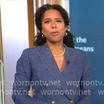 Adriana Diaz’s blue pinstripe blazer on CBS Mornings Adriana Diaz’s blue pinstripe blazer on CBS Mornings