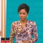 Adriana Diaz’s floral cowl-neck dress on CBS Mornings Adriana Diaz’s floral cowl-neck dress on CBS Mornings