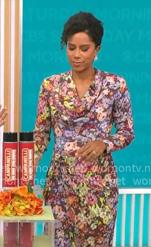 Adriana Diaz's floral cowl-neck dress on CBS Mornings