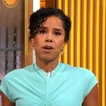 Adriana Diaz’s mint ruched dress on CBS Mornings