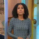 Adriana Diaz’s steel blue polka dot dress on CBS Mornings