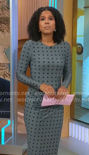 Adriana Diaz's steel blue polka dot dress on CBS Mornings