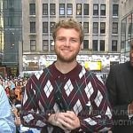 Alex Warren’s burgundy argyle polo sweater on Today