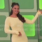 Alexis’s butter yellow ruffle trim mini dress on The Price is Right Alexis’s butter yellow ruffle trim mini dress on The Price is Right