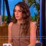 Alyssa's beige button down vest and pants on The View Alyssa's beige button down vest and pants on The View