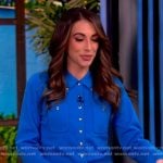 Alyssa's blue cardigan with metal buttons on The View Alyssa's blue cardigan with metal buttons on The View