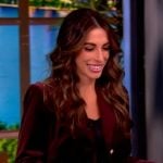 Alyssa's burgundy velvet blazer on The View