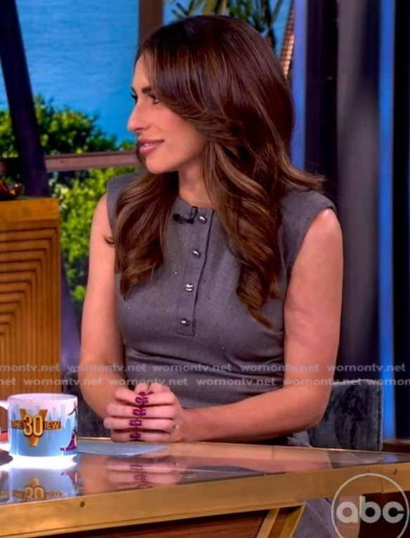 Alyssa’s gray mini dress on The View Alyssa’s gray mini dress on The View