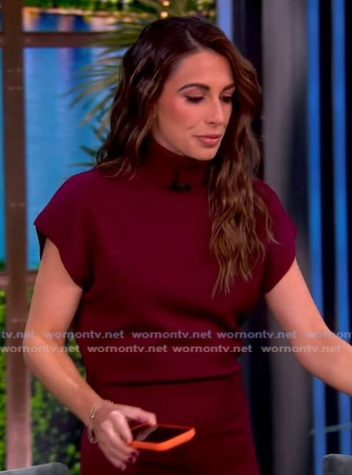 Alyssa’s maroon turtleneck dress on The View Alyssa’s maroon turtleneck dress on The View