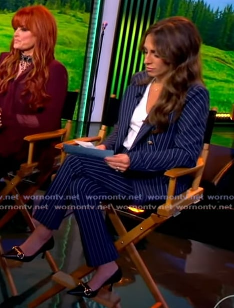 Alyssa’s navy double breasted blazer on The View