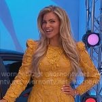 Amber’s yellow leaf dress on The Price is Right Amber’s yellow leaf dress on The Price is Right