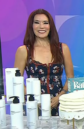 Amy E. Goodman's navy floral square neck dress on Today