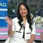 Ana Huang’s white tweed mini dress on Today Ana Huang’s white tweed mini dress on Today