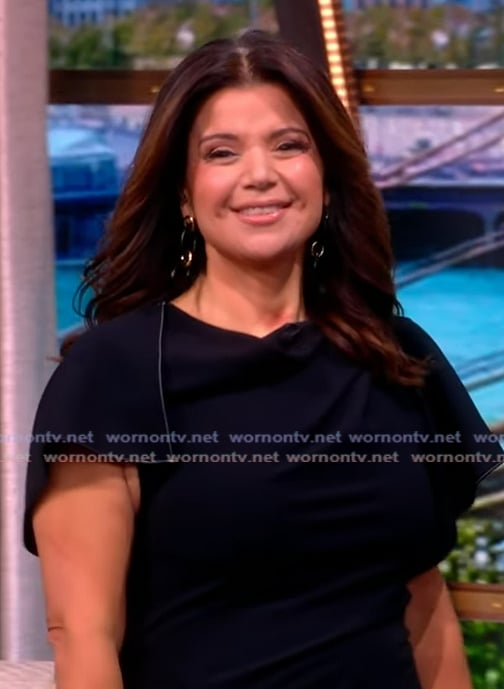 Ana’s black drape neck dress on The View