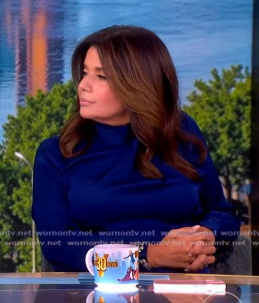 Ana’s blue drape blouse on The View