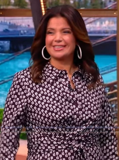 Ana’s geometric print tie front jumpsuit on The View