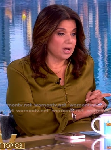 Ana's green satin tie waist dress on The View