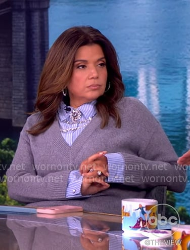 Ana’s grey mixed media sweater on The View Ana’s grey mixed media sweater on The View